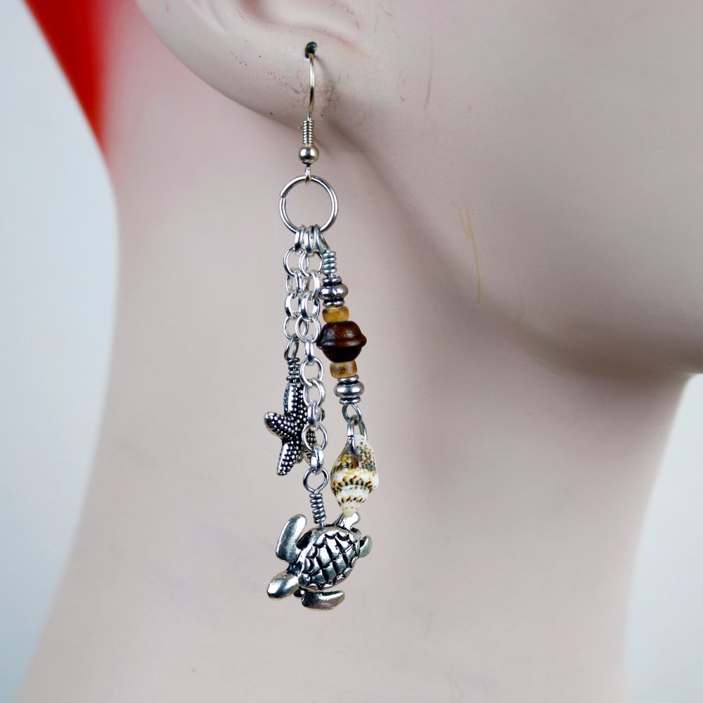 Handmade Sea Turtle Dangle Earrings